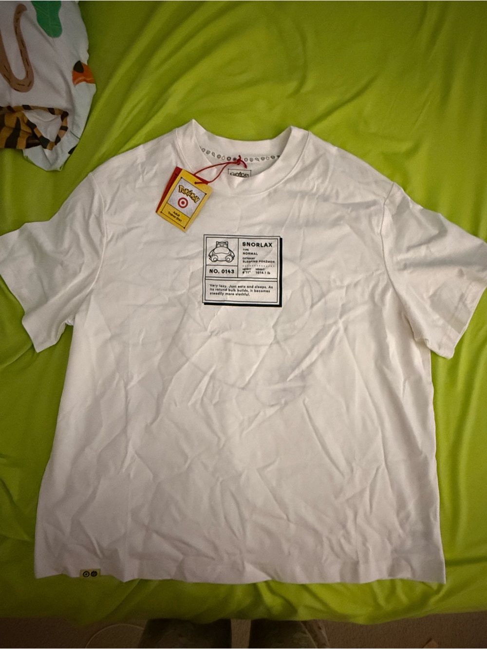 Pokemon White Snorlax Patch Graphic Short Sleeve Tee